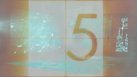 Futuristic Digital Interface with Data Displays and Technology