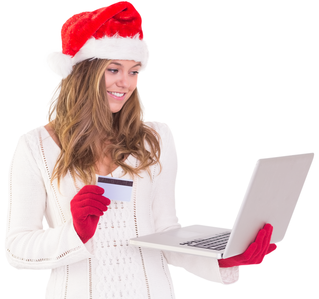 Transparent Background Festive Woman Shopping Online with Laptop - Download Free Stock Videos Pikwizard.com