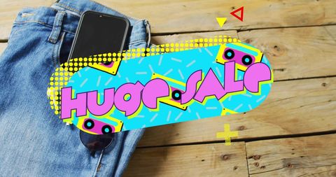 Huge Sale Announcement Overlaid on Denim Jeans Background