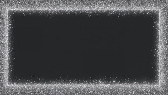 Charcoal panel framing glowing silver sparkle border shimmering minimal monochrome backdrop