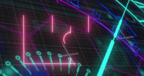 Digital Matrix with Dynamic Data Stream on Grid Background - Download Free Stock Images Pikwizard.com