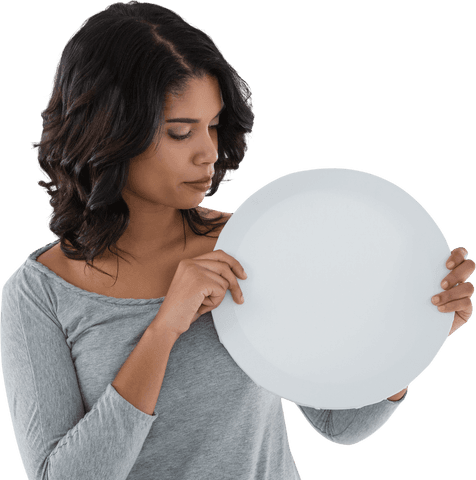 young woman holding round transparent white sign - Download Free Stock Videos Pikwizard.com