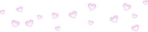 Transparent hearts with pink outlines on clear background