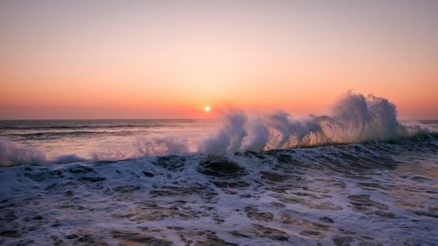 Stunning Ocean Waves Crashing at Sunset - Download Free Stock Photos Pikwizard.com