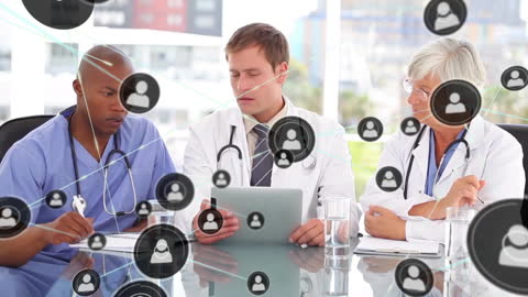 Doctors Collaborating with Digital Network Concept