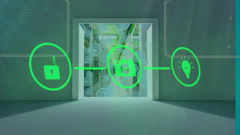 Digital Network Animation over Server Room Entrance