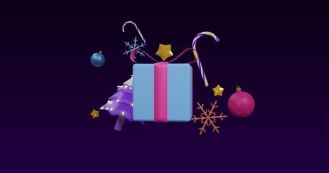 Christmas Gift and Decorations with Candy Canes on Black