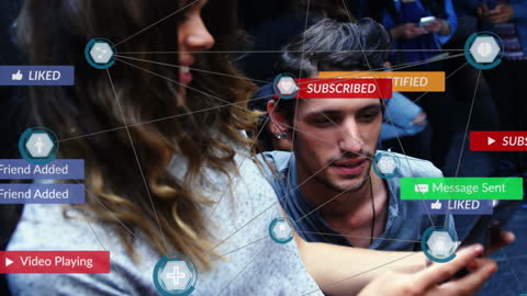 Diverse Users Connected Through Social Media Network Interface