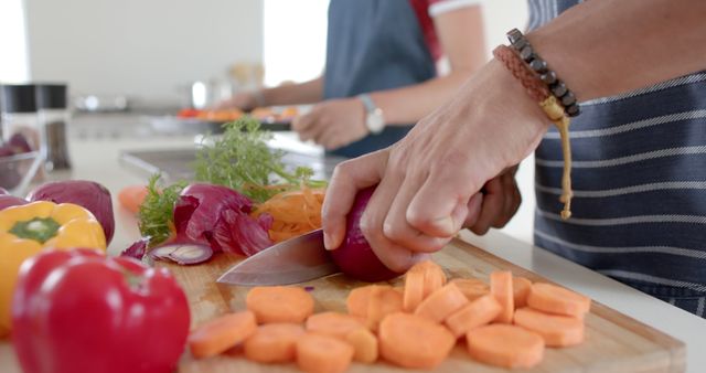 Hands Chopping Vegetables in Modern Kitchen - Download Free Stock Images Pikwizard.com