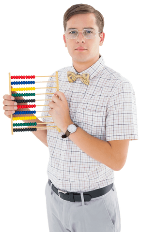 geeky hipster holding transparent abacus in bow tie outfits - Download Free Stock Videos Pikwizard.com