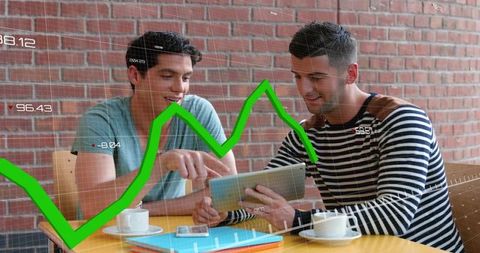 Businessmen Analyzing Financial Charts on Digital Tablet