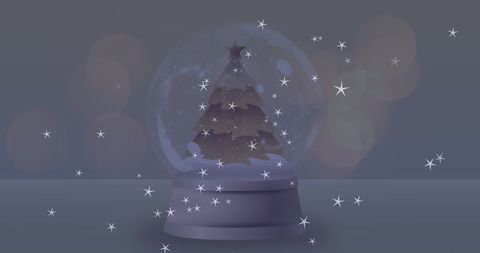 Christmas Snow Globe with Stars Detailed Illustration