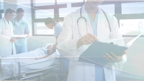 Digital Network Overlay on Healthcare Professionals in Hospital