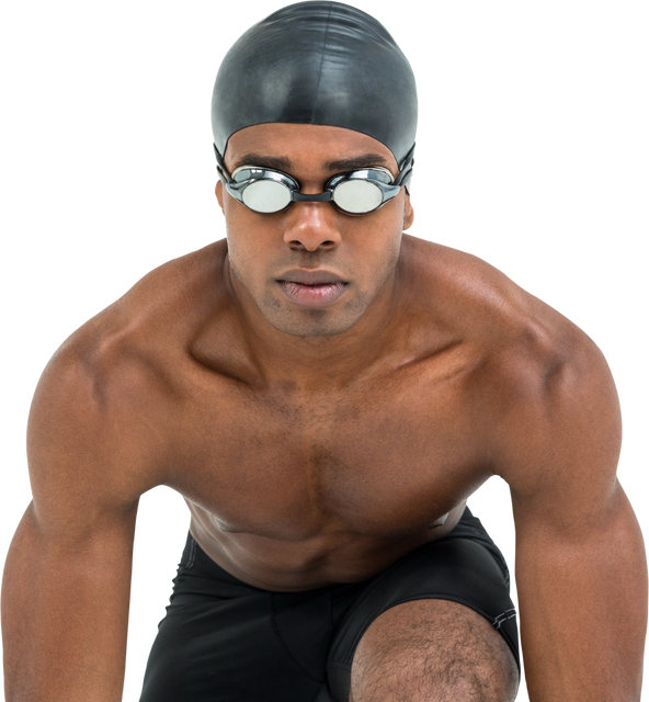 Muscular Swim Champion Wearing Goggles Ready to Dive Transparent Background - Download Free Stock Videos Pikwizard.com