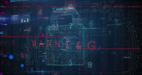Cybersecurity Concept with Digital Padlock Graphic and Warning Message - Download Free Stock Images Pikwizard.com