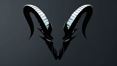 Geometric horned satan with blue stripes