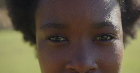 Close-Up Expression Focused on Eyes with Green Background