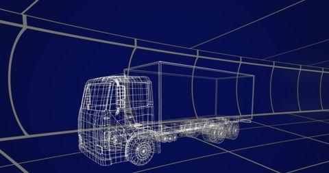 Truck wireframe in digital environment concept