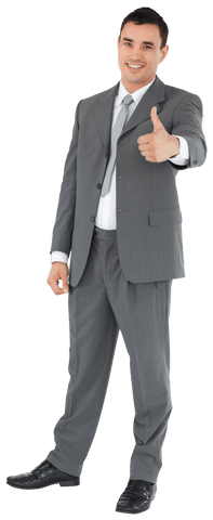 Caucasian Businessman Transparent with Thumbs Up in Suit