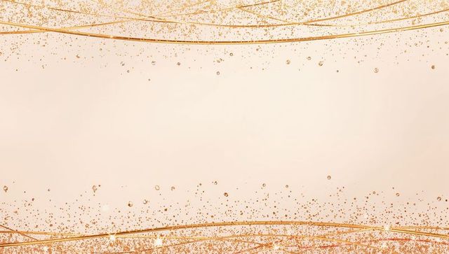 Peach-Beige Gradient Gold Glitter Border with Metallic Ribbon Frame for Event Invitations