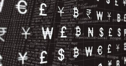 Digital Currency Transformation with Symbol Matrix Overlay - Download Free Stock Images Pikwizard.com