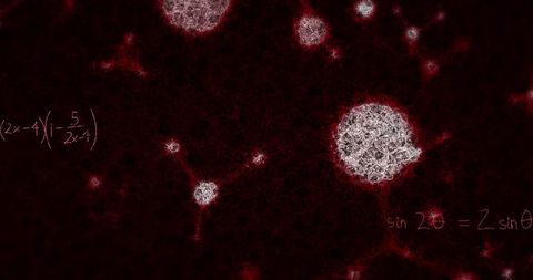 Abstract Coronavirus Cells with Mathematical Formulas