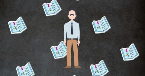 Mentorship Symbolized by Books and Professional Figure