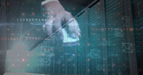 Hand Interacts with Data Controls in Advanced Server Room - Download Free Stock Images Pikwizard.com