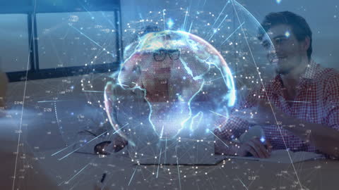 Global Network Overlaying Business Meeting