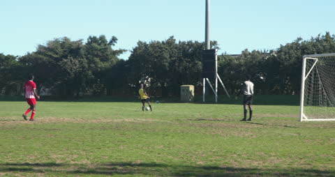 Soccer Players Practicing on Field Focusing on Teamwork