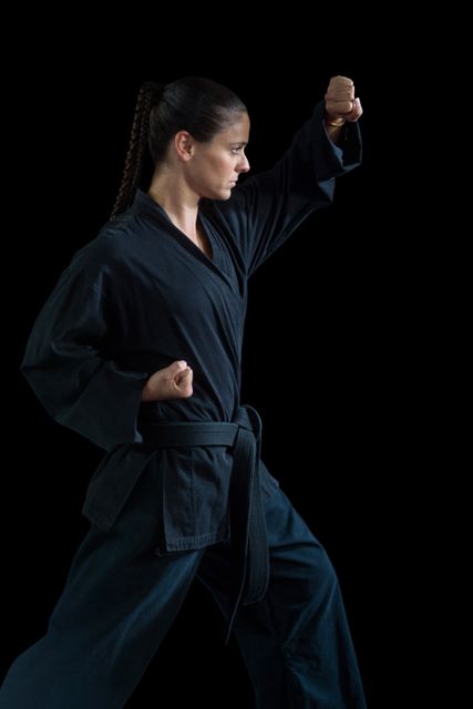 Female karate player performing karate stance - Download Free Stock Photos Pikwizard.com
