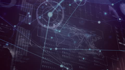 Digital Network Connections on Global Map Overlay