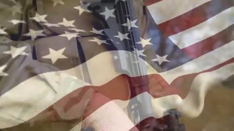 Soldier in Training Inserting Magazine Over Flag Overlay