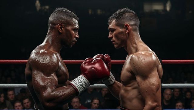 Intense Faceoff Between Determined Boxers in Ring
