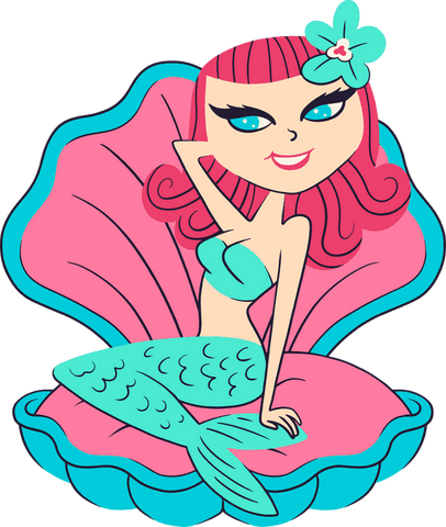 flat design mermaid in pink teal clam shell with transparent background - Download Free Stock Videos Pikwizard.com