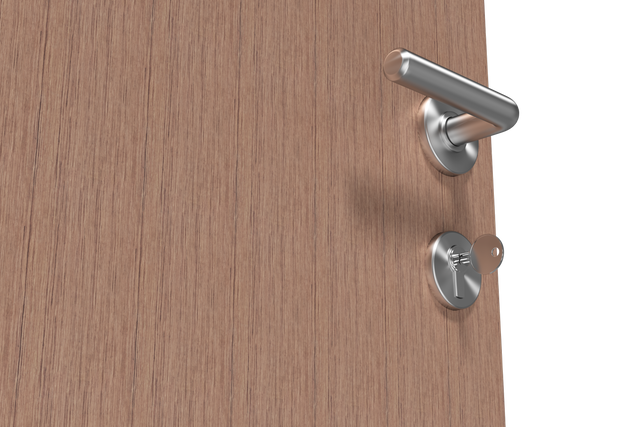 Transparent Modern Wooden Door with Key in Lock - Low Angle View - Download Free Stock Videos Pikwizard.com