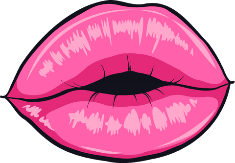 glossy stylized pink lips illustration on transparent background - Download Free Stock Videos Pikwizard.com