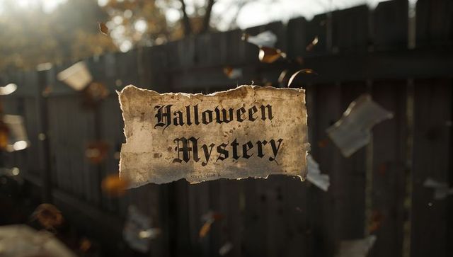 Floating Halloween Mystery Message with Autumn Leaves
