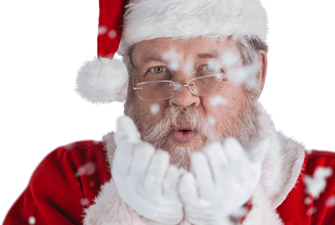 Santa Claus Blows Snowflakes Wearing Santa Hat, Transparent Background - Download Free Stock Videos Pikwizard.com