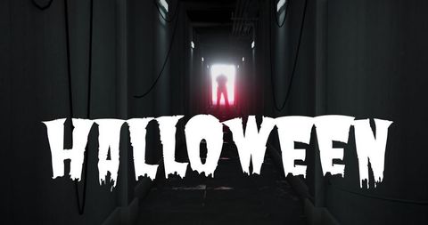 Halloween horror silhouette in dark corridor
