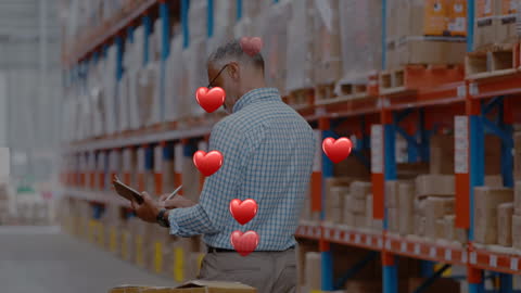 Warehouse Worker with Heart Overlay Concept