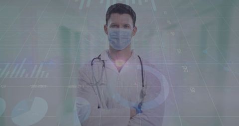 Modern healthcare concepts: doctor amidst data integration
