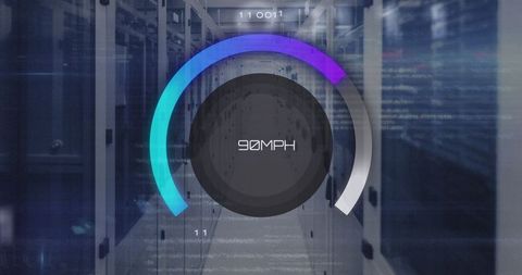 Digital Speedometer Overlay on Server Room
