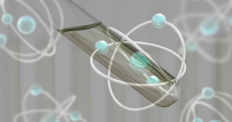 atoms surrounding test tube in science laboratory - Download Free Stock Images Pikwizard.com
