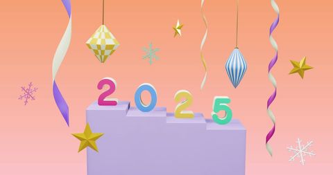 Colorful 2025 with Festive New Year and Christmas Decorations - Download Free Stock Images Pikwizard.com