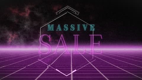 Massive Sale Neon Design with Futuristic Lines