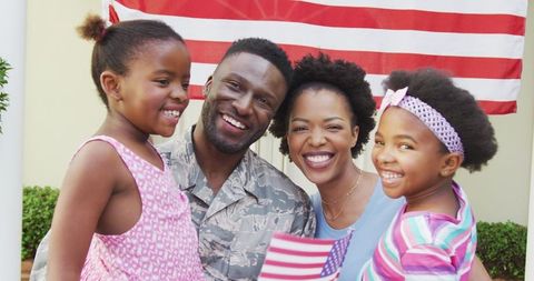 African American Soldier Reunites with Joyful Family at Home