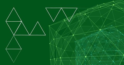 Connected Globes and Triangles on Green Background - Download Free Stock Images Pikwizard.com