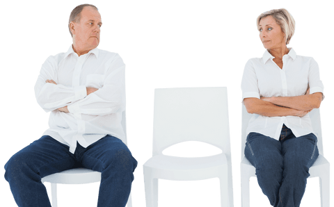 transparent upset senior couple avoiding eye contact on chairs - Download Free Stock Videos Pikwizard.com