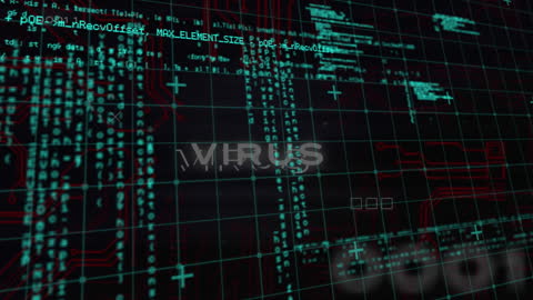 Data Processing Animation with Cybersecurity Threat Highlight